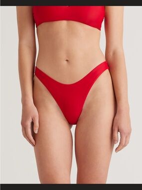 Red High-Leg cut Bikini Bottom